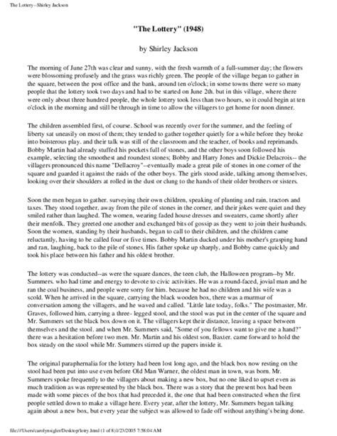 the lottery short story pdf